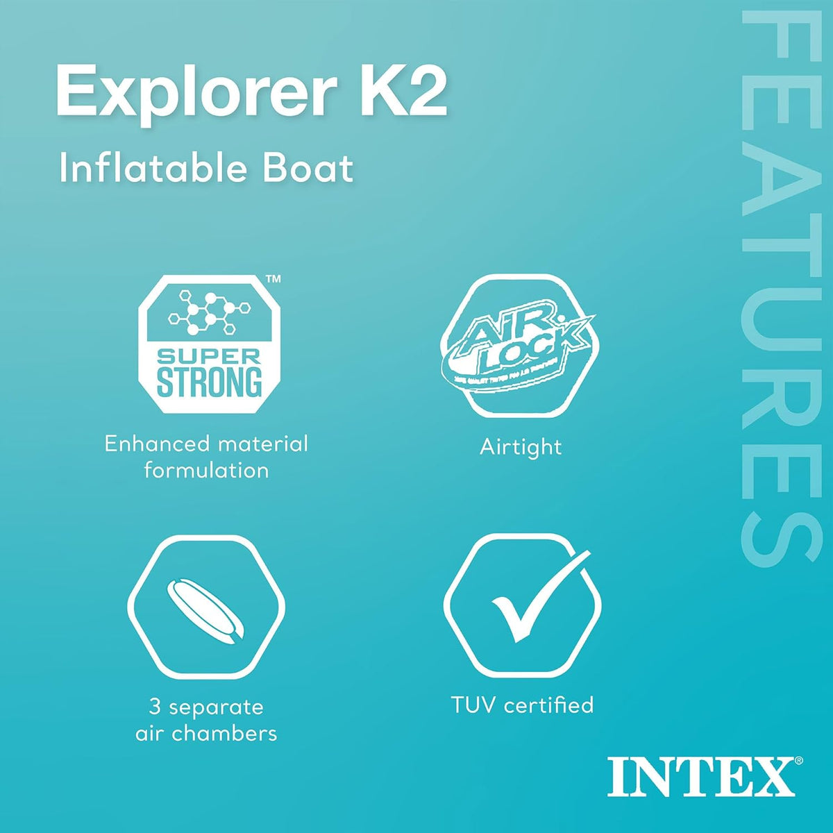 Explorer K2 Inflatable Kayak Set: Includes luxurious 86-inch aluminum paddle and high-output pump - extremely durable PVC material - adjustable seat with backrest - suitable for two people - maximum weight capacity 400 pounds