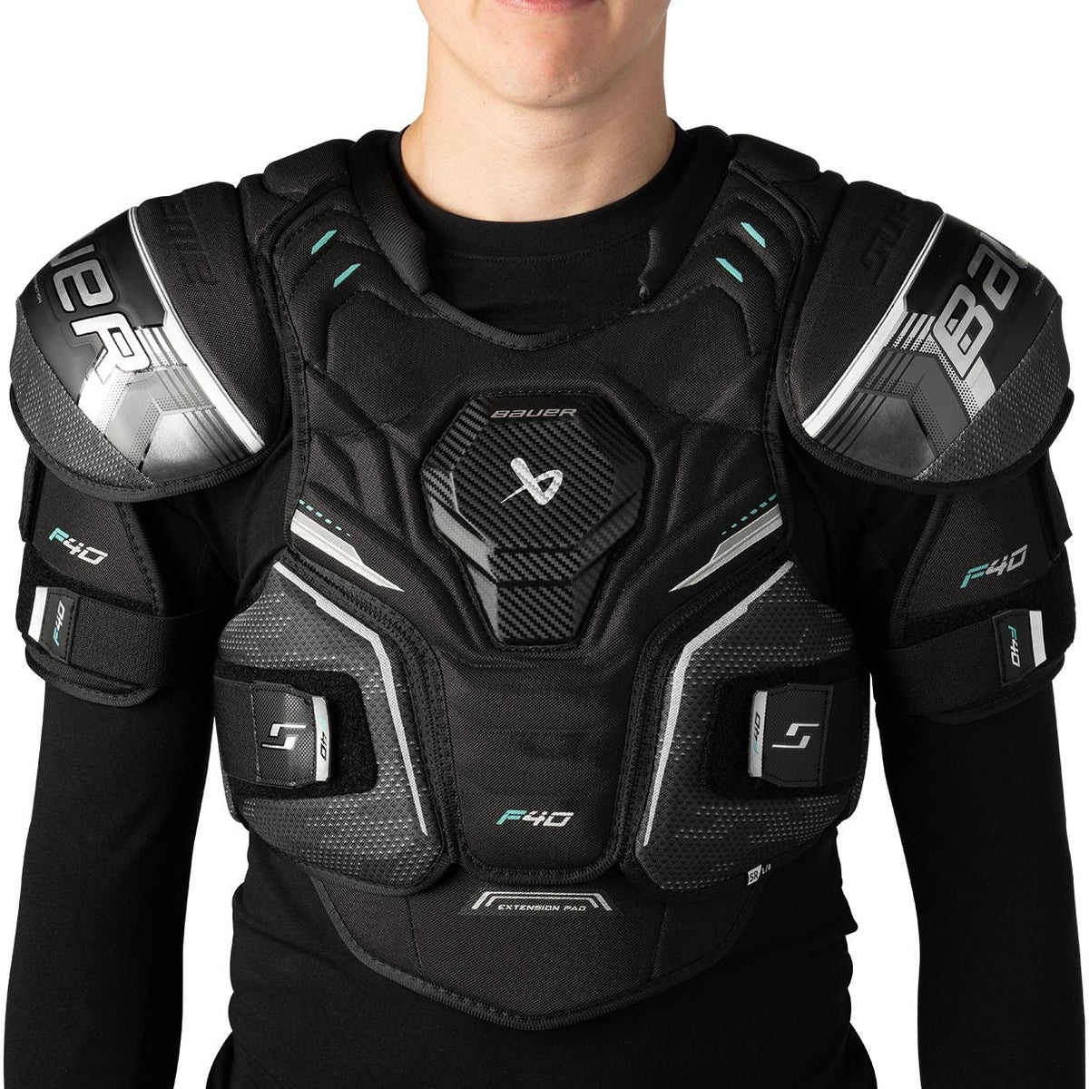 Bauer Supreme F40 Hockey Shoulder Pads, Intermediate, Black, Assorted Sizes