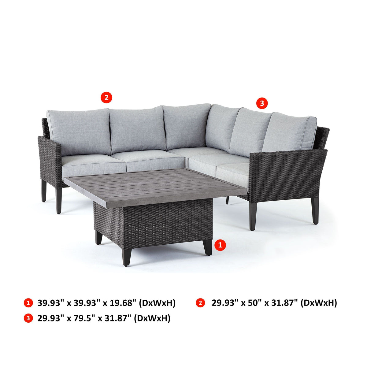 CANVAS Renfrew Square Outdoor Patio Conversation Dining Set with UV-Resistant Cushions, 3-pc