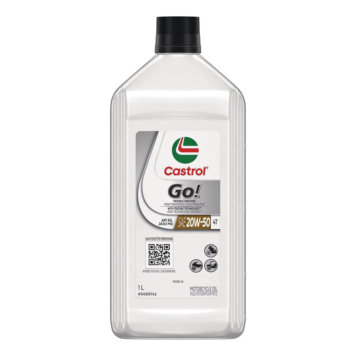 Castrol Go! 4-Stroke 4T Motorcycle Oil 20W50, 946-mL