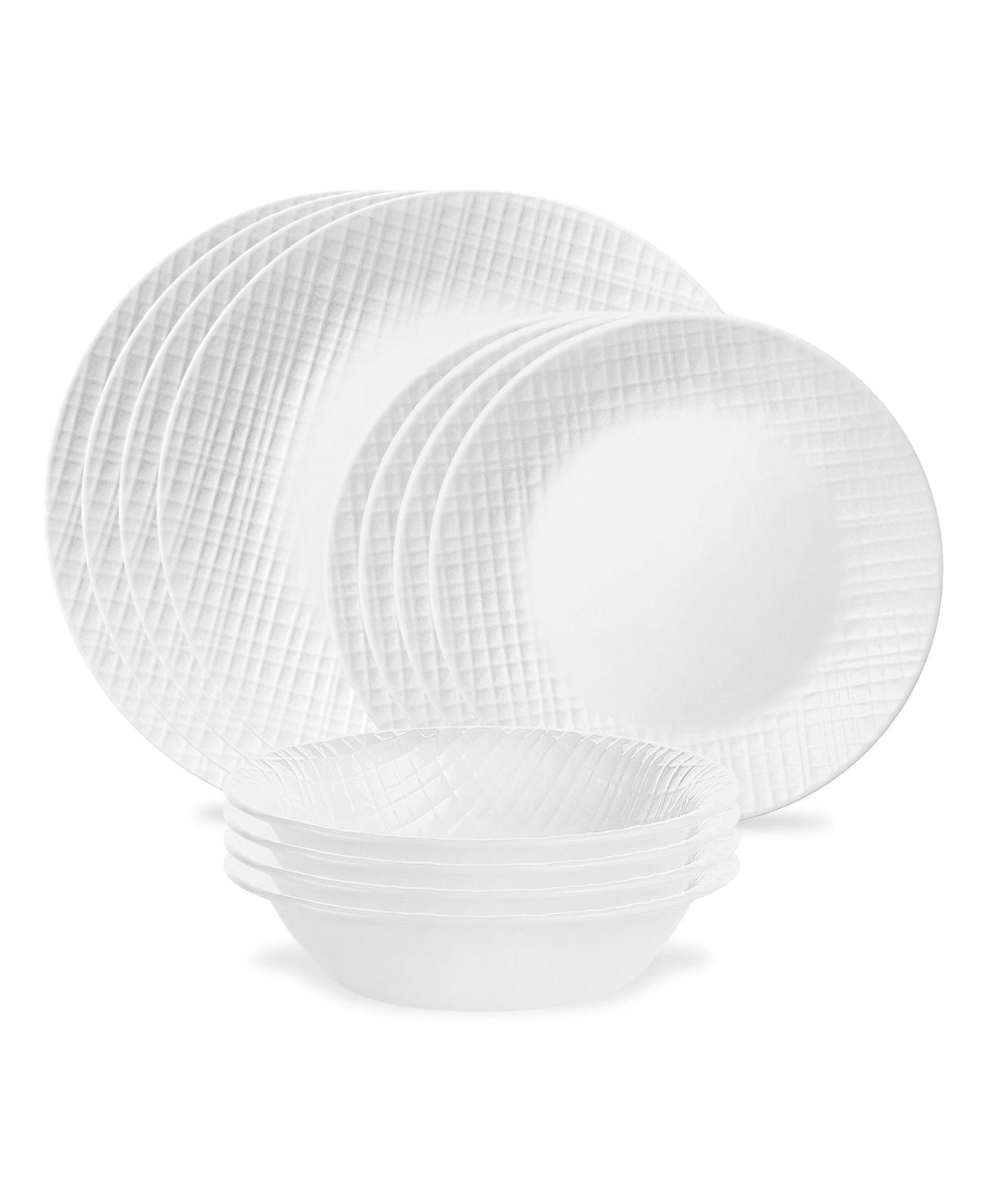 Corelle Linen Weave Dinnerware Set, Serves 4, 12-pc, White