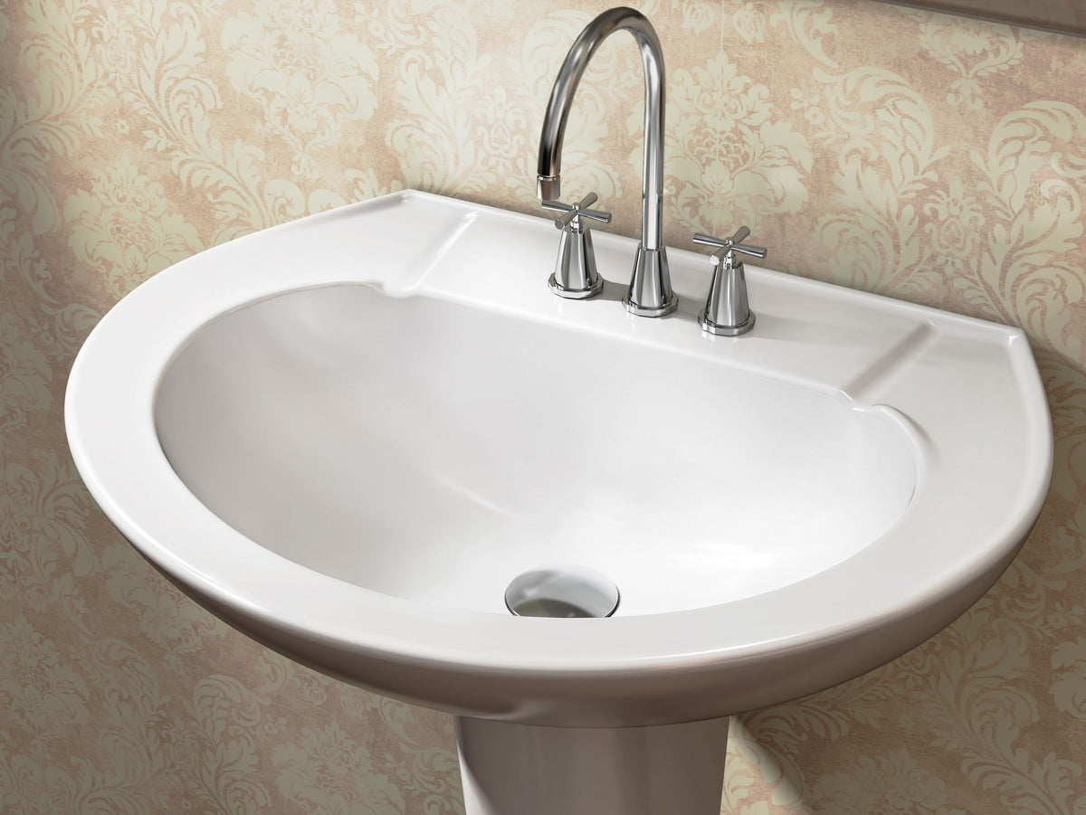 Danze Pedestal Sink with Leg, White, 22.64 x 18 x 33.66-in