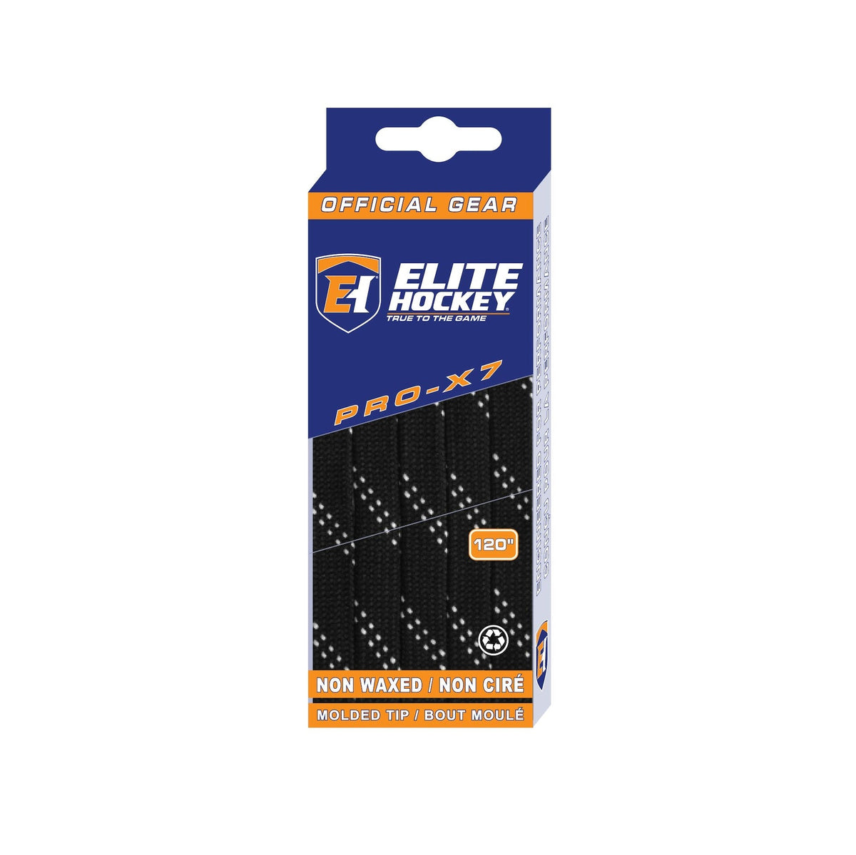 Elite Hockey Pro-X7 Skate Laces, Non-Waxed, Black, Assorted Sizes