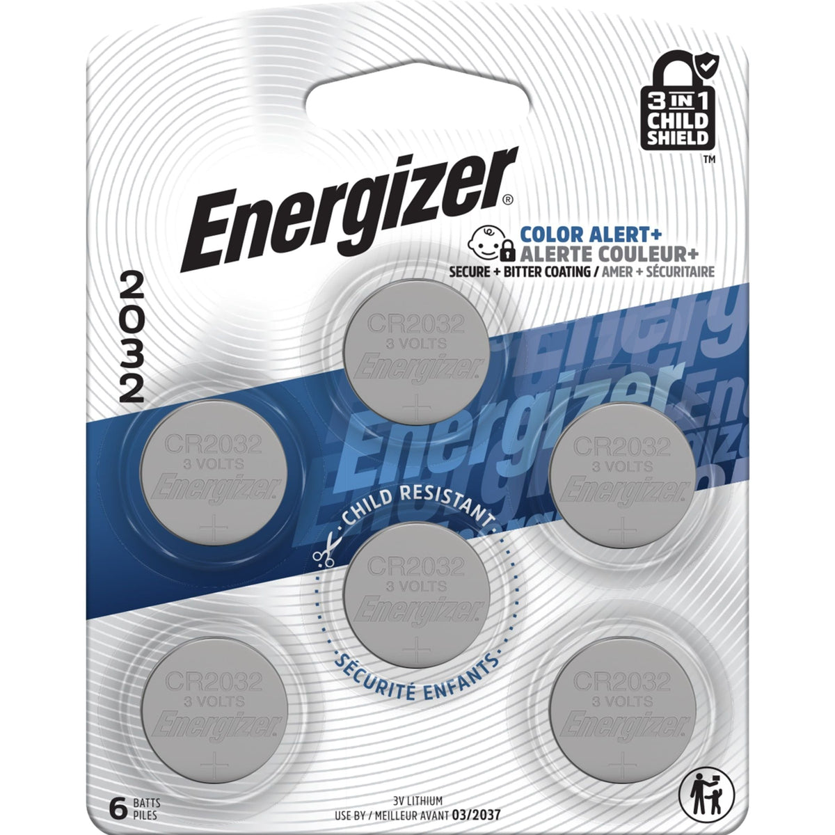 Energizer 6-pk CR2032 3V / 3 Volt Lithium Coin Cell Batteries, Long Lasting