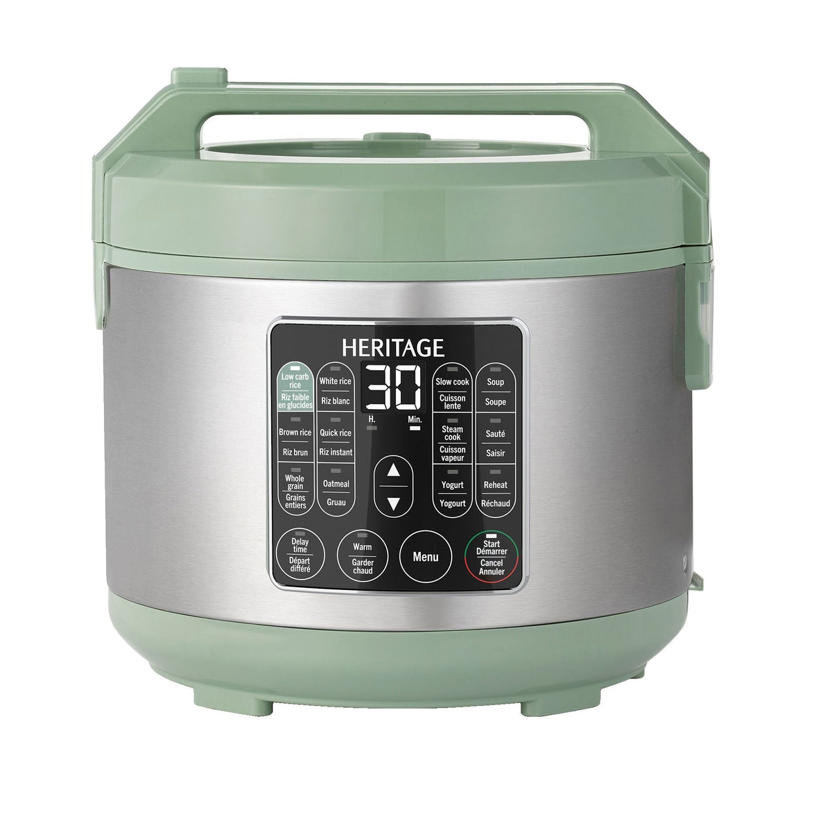 Heritage Digital Programmable Rice & Grain Cooker with 13 Pre-Set Cooking Functions, Includes Steamer, 16-Cups