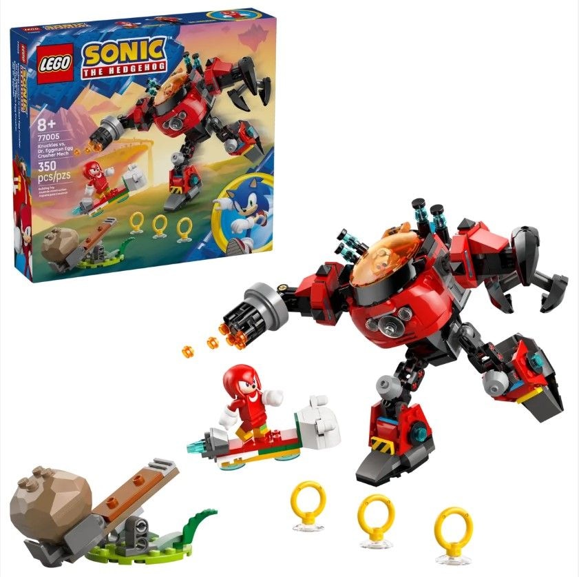 LEGO Sonic Knuckles vs. Dr. Eggman Egg Crusher Mech - 77005, 350-pcs, Ages 8+