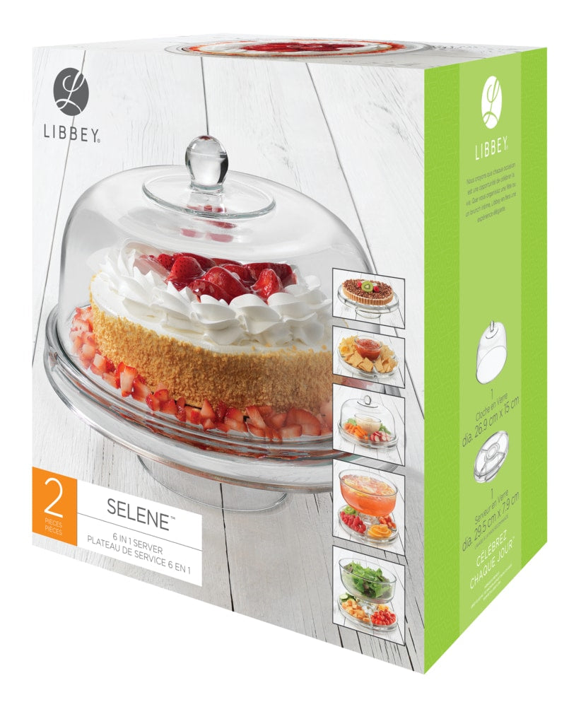 Libbey Selene 6-in-1 Server Cake Stand with Dome