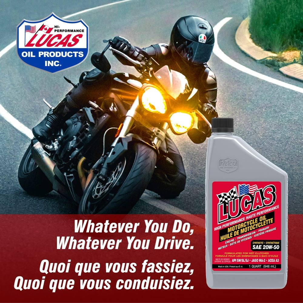 Lucas Oil High Performance Synthetic Motorcycle Oil SAE, 946-mL