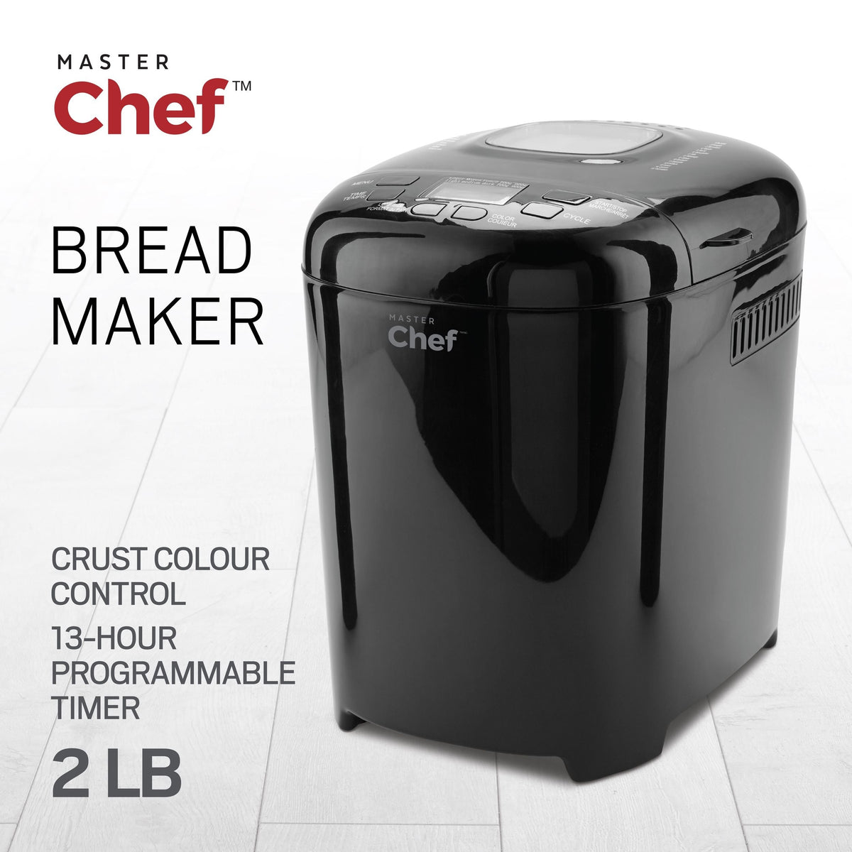 MASTER Chef Bread Maker with 12 Digital Functions, Black, 2lb