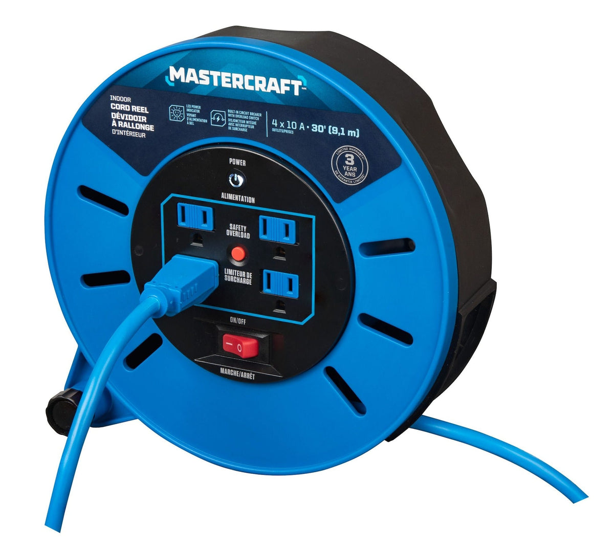 Mastercraft 30-ft 10A Retractable Extension Cord Reel