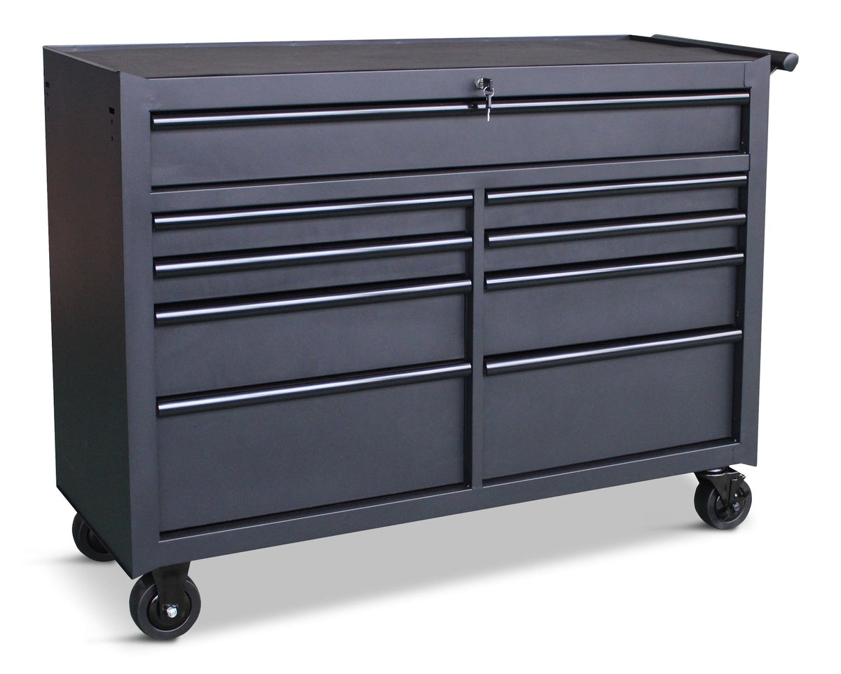 Mastercraft Rolling Tool Storage Cabinet with 9 Drawers, Black, 52-in