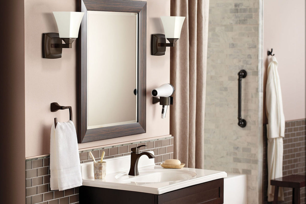 Moen Voss Double Handle High Arc Single Hole Bathroom Sink Faucet, WaterSense Certified, Oil Rubbed Bronze