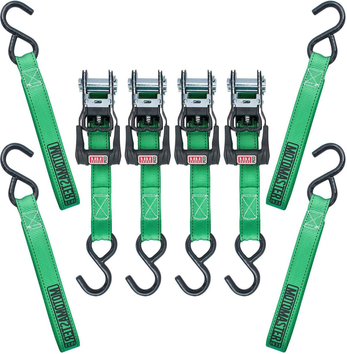 MotoMaster 1,500-lb Ratchet Tie-Down Straps, with Padded Handle, 1-in x 14-ft, (2.5 cm x 4.3 m), 4-pk