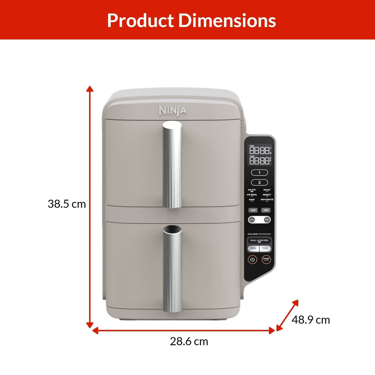 Ninja Dual Stacked Space-Saving Air Fryer, Sandstone