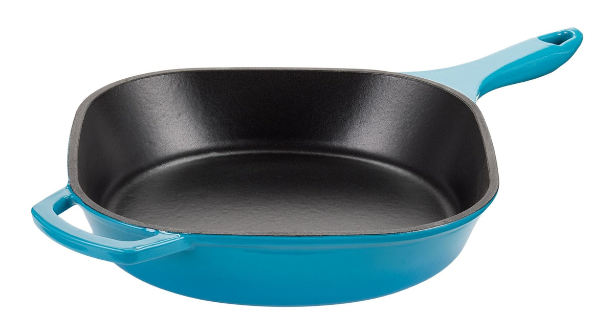 PADERNO Enameled Cast Iron Frying Pan, Turquoise Blue, 10-in