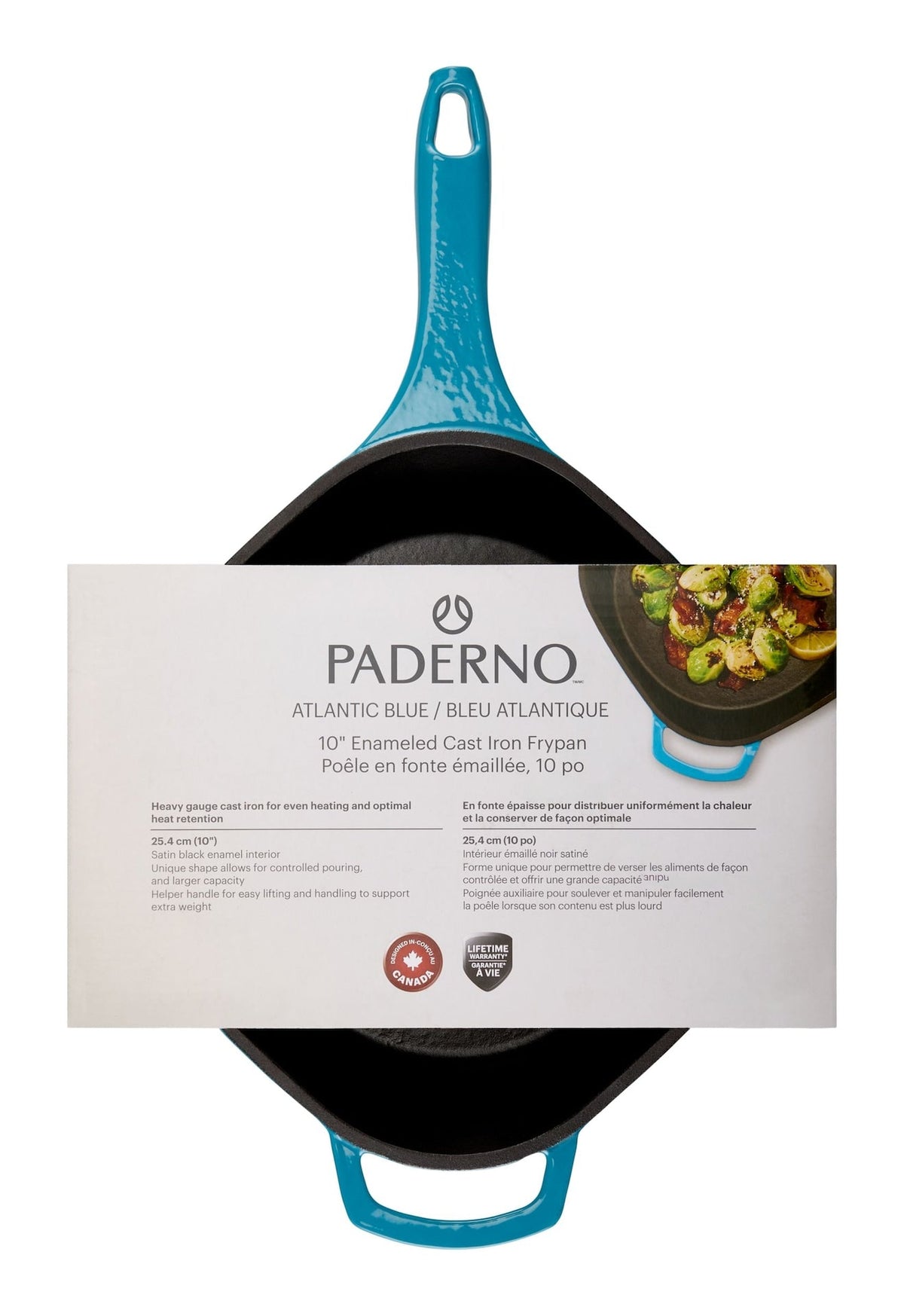 PADERNO Enameled Cast Iron Frying Pan, Turquoise Blue, 10-in