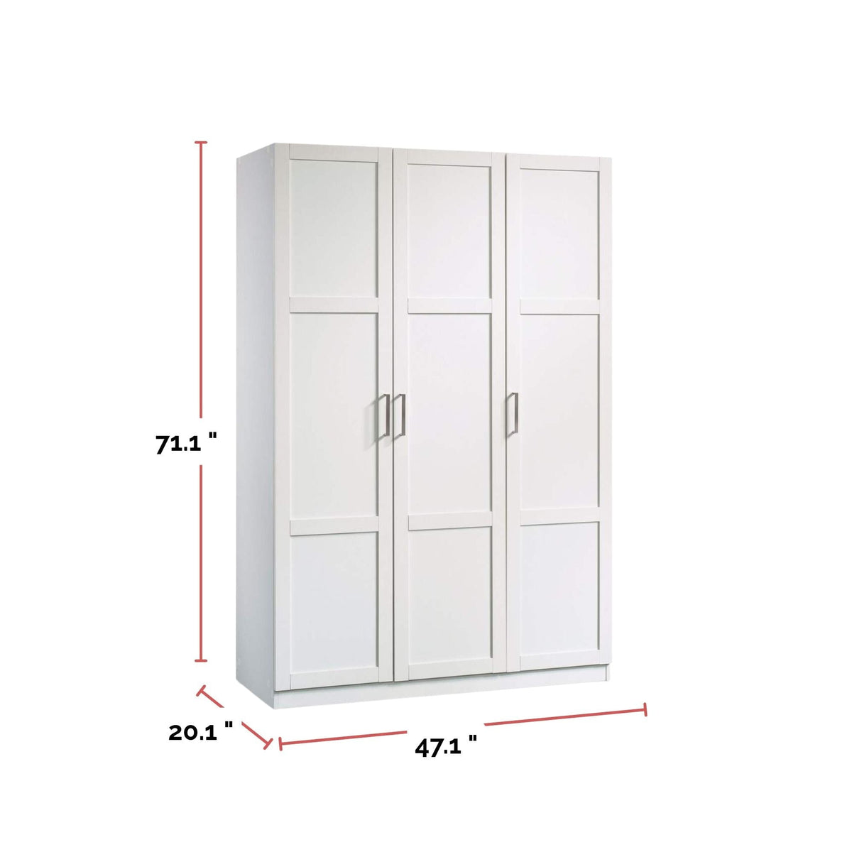 Sauder 3 Door Wardrobe Shaker, White