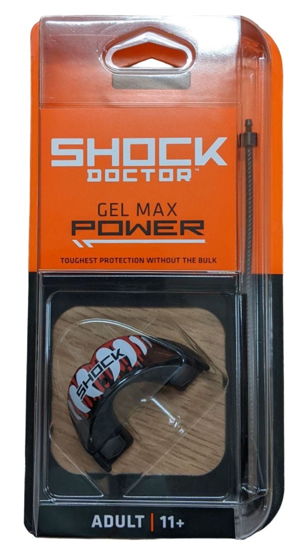 Shock Doctor Gel Max Power Mouthguard, Junior/Senior, Red Drip Fang