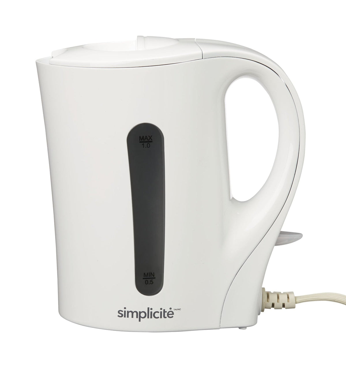 Simplicité Corded Electric Kettle with Auto Shut Off, White, 1-L