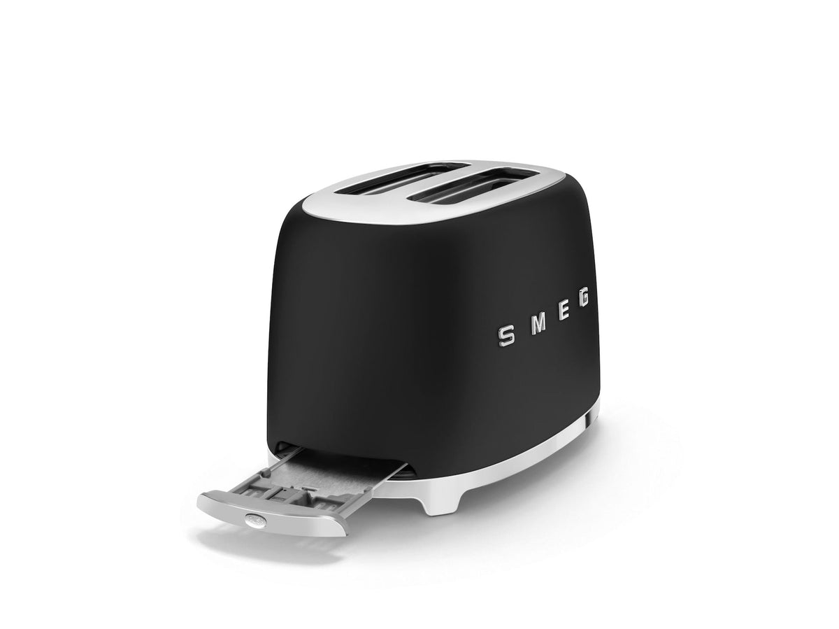 Smeg 50's Retro Style Wide Slot Pop Up Electric Toaster with 6 Settings, 2-Slices, Matte Black