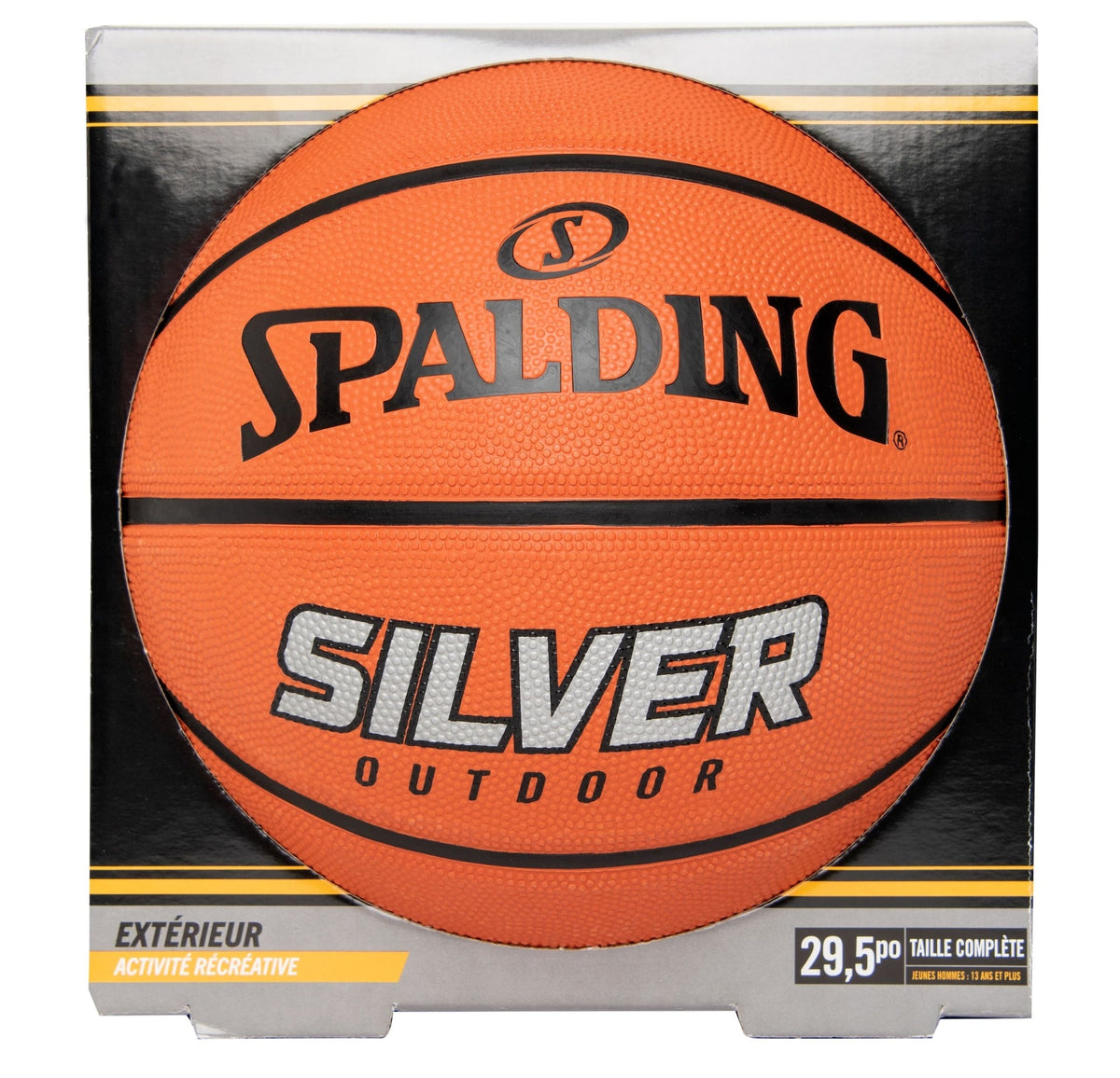Spalding Silver Outdoor Rubber Basketball, Official Size 7 (29.5-in), Orange