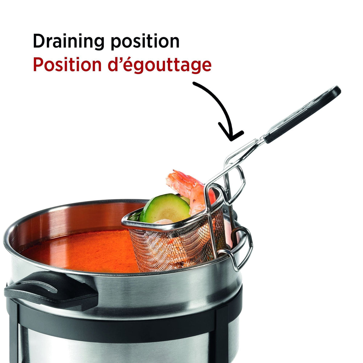 Starfrit Stainless Steel 2-Way Draining Fondue Cooking Basket with Heat-Resistant Handle, 3.7-in