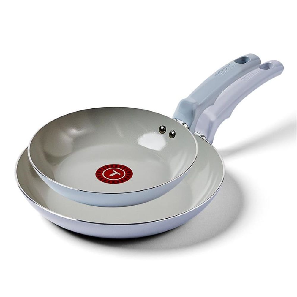 T-fal Viva Ceramic Refresh Non-Stick Frying Pan Set, Calm Blue, 20-cm & 26-cm, 2-pk