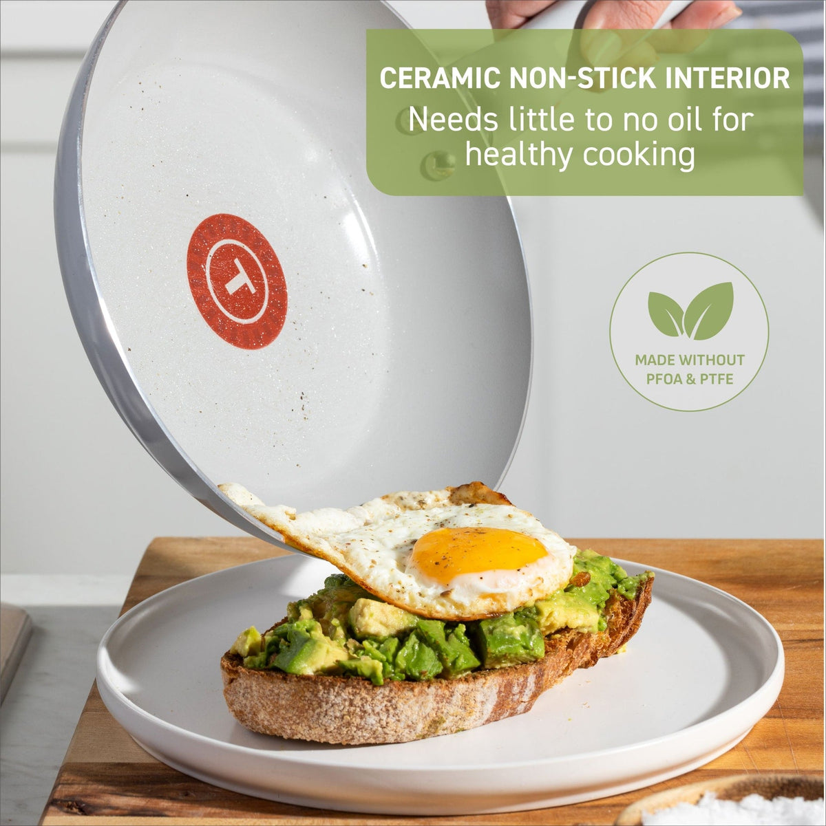 T-fal Viva Ceramic Refresh Non-Stick Frying Pan Set, Calm Blue, 20-cm & 26-cm, 2-pk