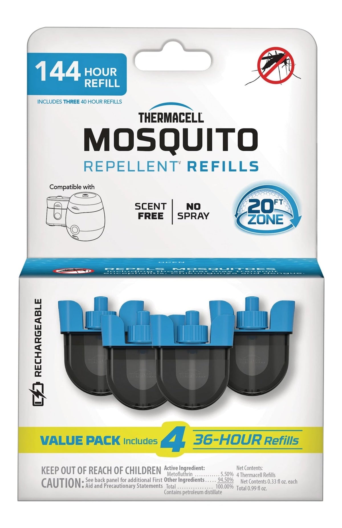 Thermacell E-ZoneGuard Rechargeable Mosquito Repellent Refill 144-Hour Pack