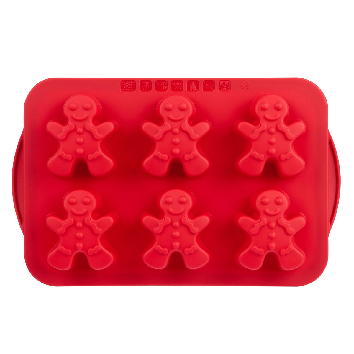 Trudeau Dishwasher Safe Red Silicone Gingerbread Pan, 6-pk