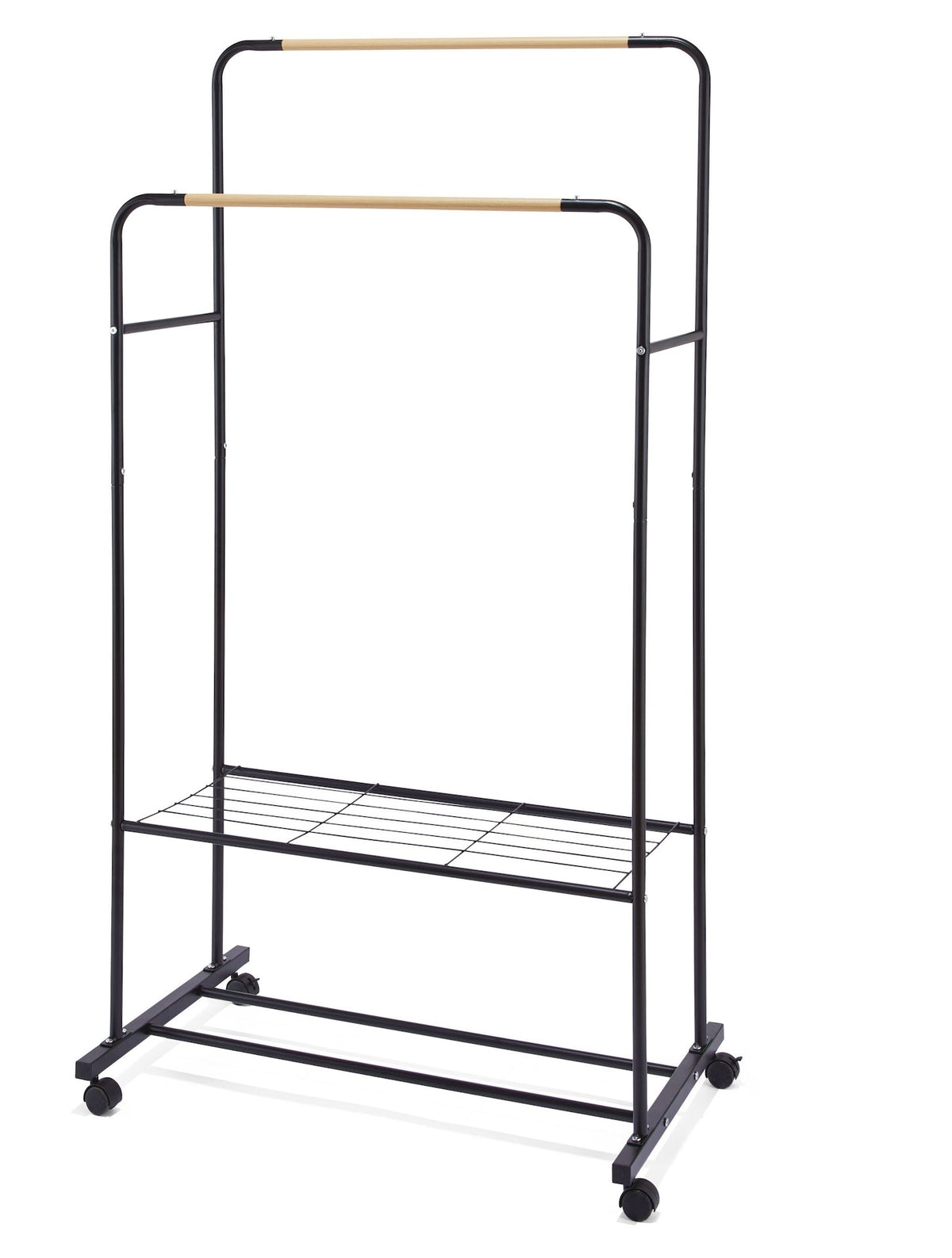Type A Double Hanging Rail Garment Rack with Rolling Castors