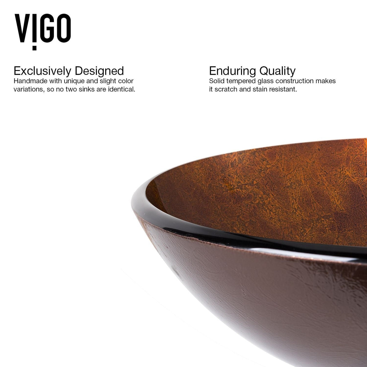 VIGO Glass Russet Brown Bathroom Sink/Basin Set with Niko Faucet and Round Vessel