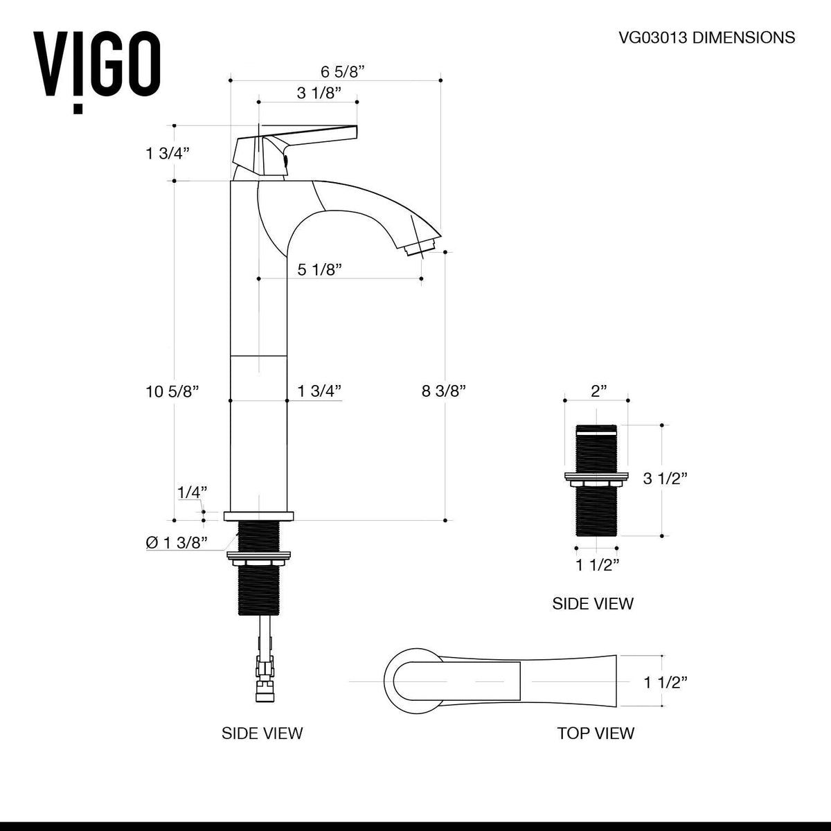 VIGO Linus Single Handle Vessel Single Hole Bathroom Sink Faucet, Matte Black,