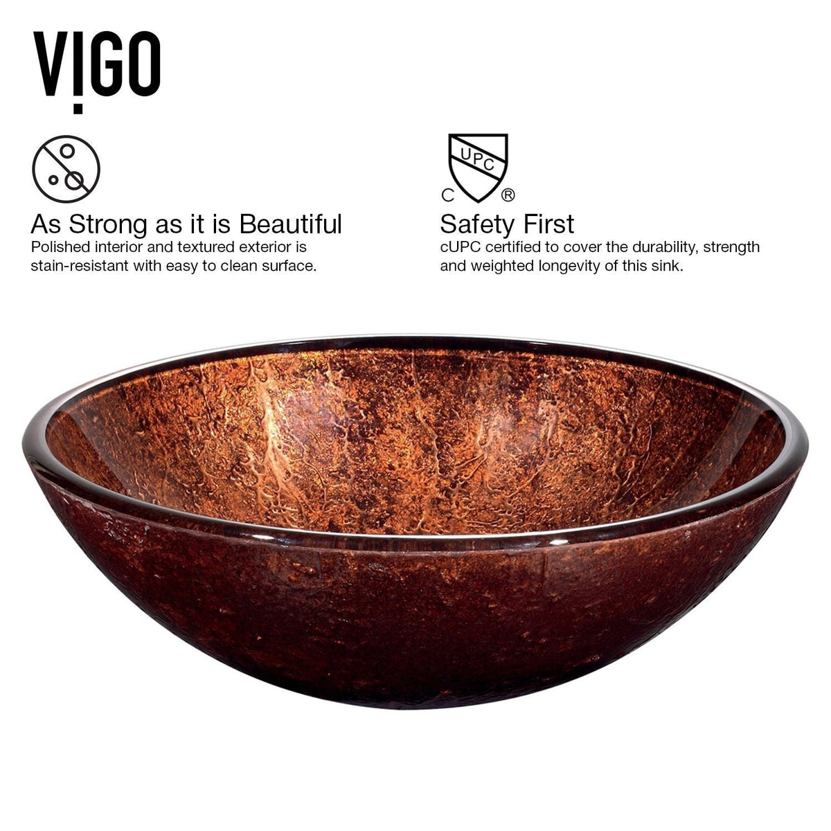 VIGO Mahogany Moon Glass Vessel Bathroom Sink