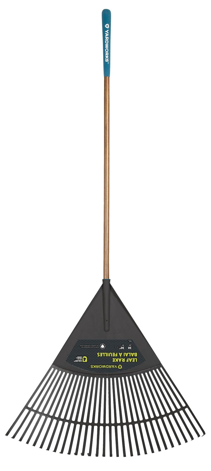 Yardworks 30-Tine Jumbo Leaf Rake with Hardwood Shaft, 30-in