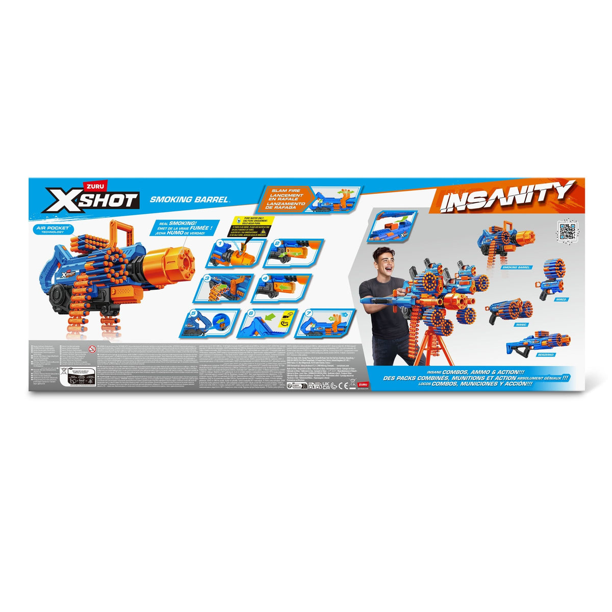 Zuru X-Shot Insanity Smoking Barrel Foam Dart Toy Blaster with 72 Darts