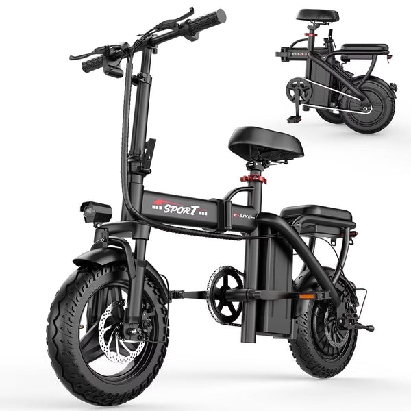 14 in Electric Bike with Dual Front Suspension 500W Folding Ebike, Up to 25Miles 20MPH, 48V Removable Lithium-Battery, 14 in Foldable Commuting... T5