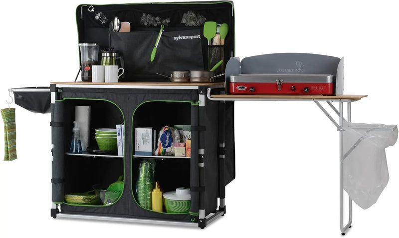 Outdoor camping kitchen system, convenient for cooking, cleaning, preparing camping meals, luxurious camping and essential camping items, large-sized "table magic" series E3