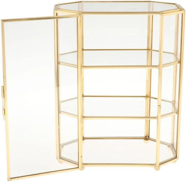 3-Tier Jewelry Box Glass Makeup Organizer Jewelry Box Multifunction Display Case for Dressing Table Decoration Storage P2