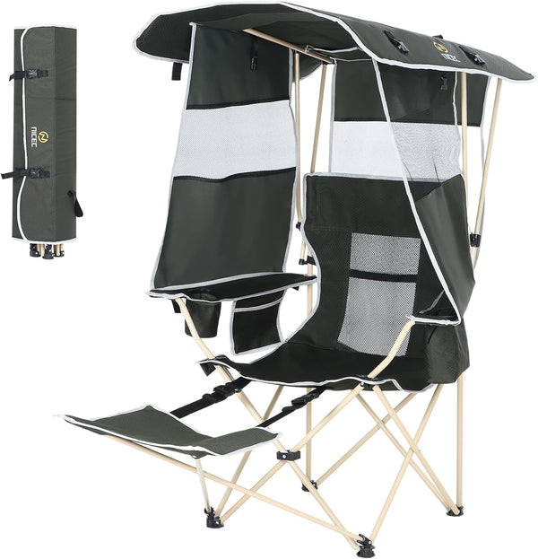 Nice C Canopy Chair, Camping Chair with Canopy, Folding Chair with Canopy, Shade Chair, Canopy Chair Outdoor, Folding Lawn Chair with Canopy, Sport Chair, Camping Chair with Foot Rest (2-P w/Footrest) D2