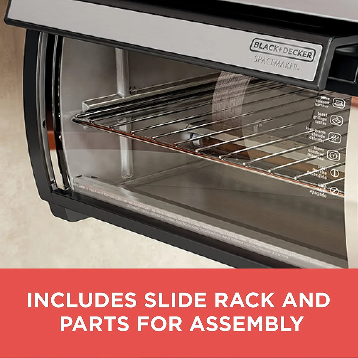 BLACK DECKER SpaceMaker Under-Counter Toaster Oven, Digital Controls, Black/Stainless Steel, Fits 9-测-- Pizza, TROS1000D