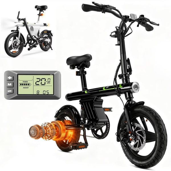 14 in Electric Bike for Adults,500W Folding E-Bike,Electric Commuter Mini Bikes,Electric Bicycles with 36V Removable Battery,Black I7