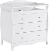 Changing Table Dresser Baby Diaper Changing Station Infant Nursing Table with 3 Drawers, Safety Rail & Strap for Bedroom, Nursery, White