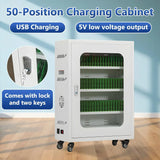 Mobile Charging Cabinet for Cell Phone, 50 Device Charging Station, USB Charging Cart Locker, with Wheels & Combination Lock, Secure Phone Storage Cabinet (50Slots)