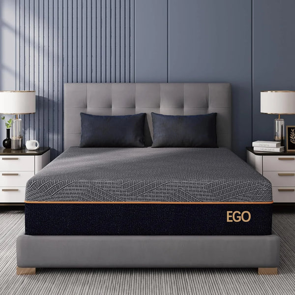 S14 Inch King Size Memory Foam Mattress for Back Pain, Cooling Gel Mattress Bed in a Box, Made in USA, CertiPUR-US Certified, Therapeutic Medium Mattress, 76x80x14 Black W8