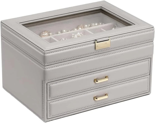 Jewelry Box Jewelry Case PU Leather Jewelry Box Jewelry Storage Box Earring Ear Stud Ring Necklace Organizer Case Jewelry Organizer Z5