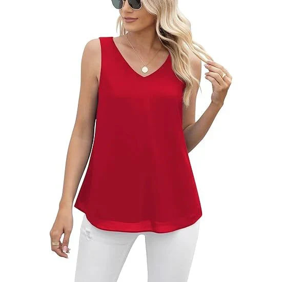 Women's Summer Sleeveless Chiffon Casual Tops X5