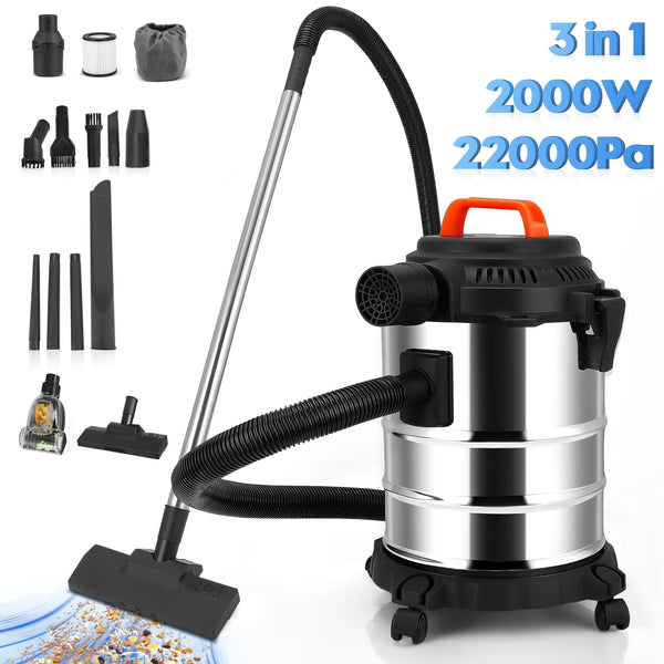 RELOIVE Wet Dry Vacuum,4.5 Gallon 2000W 6.5 Peak HP,3-in-1 Stainless Steel Shop Vacuum Wet and Dry,with Filter and Attachments for House Garage... N8