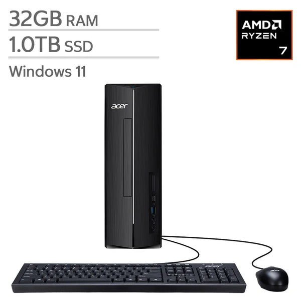 Acer Aspire Slim Desktop, AMD Ryzen 7 7730U - 32GB RAM, 1TB SSD N4