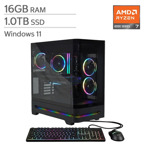 Acer Nitro 85 Gaming Desktop, AMD Ryzen 7 8700F - 16GB RAM, 1 TB SSD, NVIDIA GeForce RTX 5060 Q3